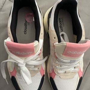 Adidas Women's Cloudfoam Pink and Cream Sneakers